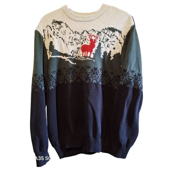 Dockers Mens XXL Sweater With Reindeer Design In 100% Cotton CozyCore  Cabincore - Picture 1 of 6